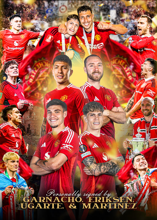 Multi Signed (Garnacho, Erikson, Ugarte, Martinez) - Video/Photo Proof  - COA -  Manchester United